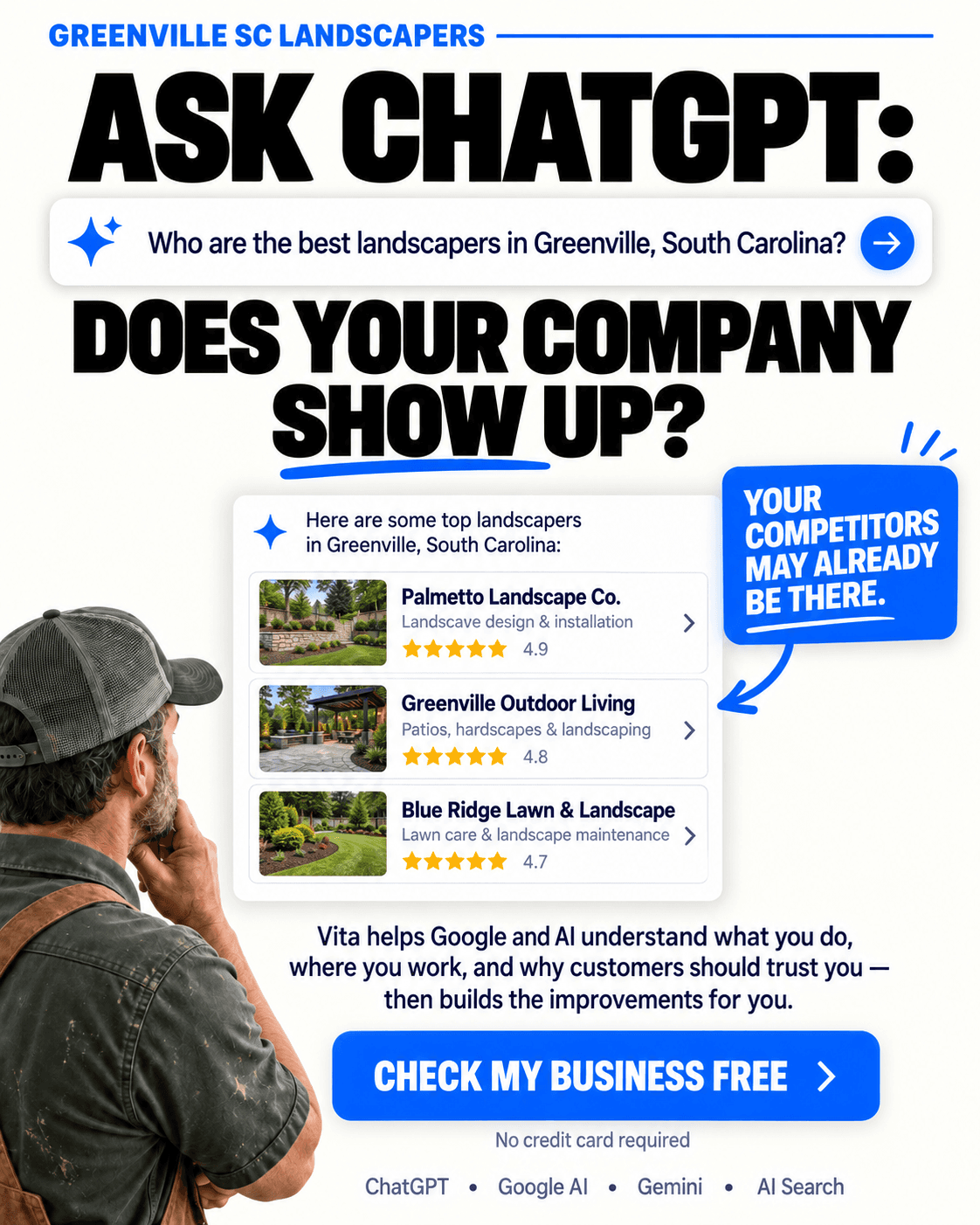 Ad image for Greenville landscapers — Ask ChatGPT