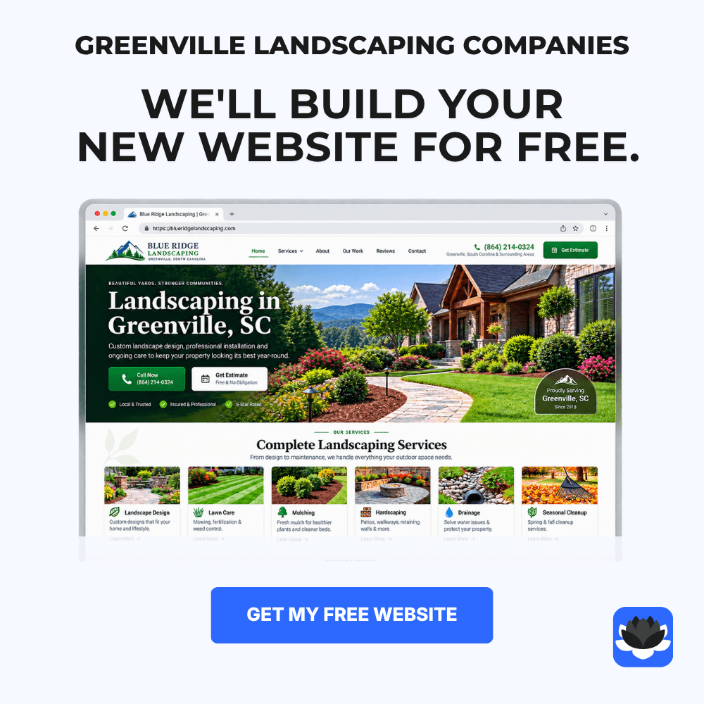 Ad image for Greenville landscaping — Free website