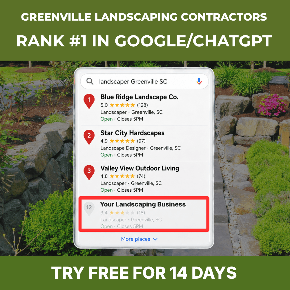 Ad image for Greenville landscaping — Google and ChatGPT visibility